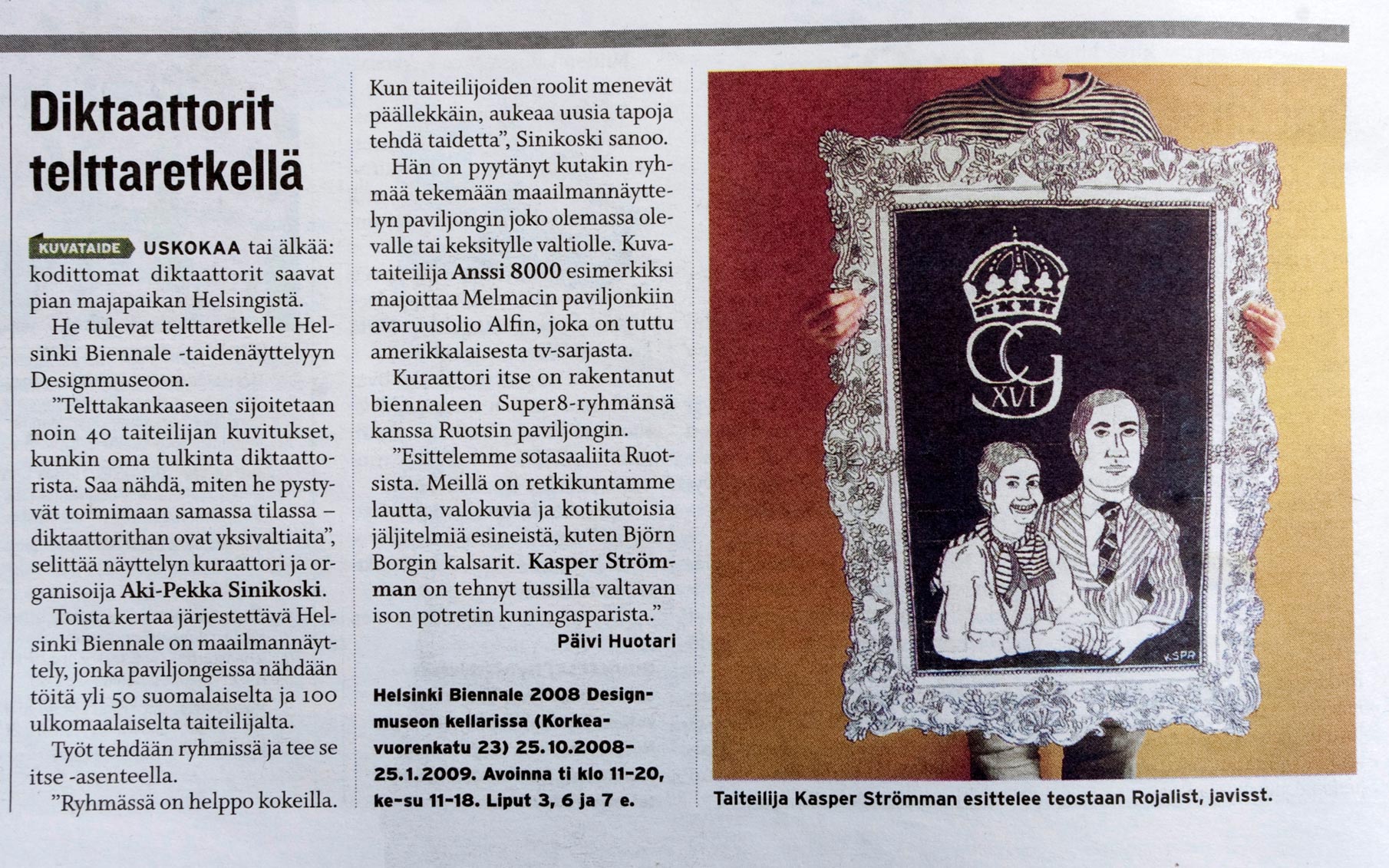 Helsingin Sanomat: NYT-liite article about Helsinki Biennale curated and arranged by Aki-Pekka Sinikoski at Design Museum in Helsinki